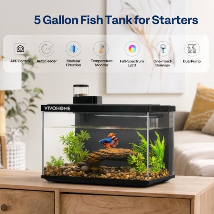 5 Gallon Smart Fish Tank with  - Aquarium Fish Auto Feeder のレビューと価格