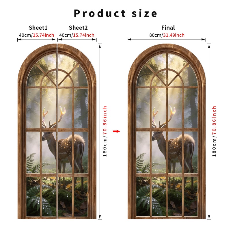 80x180cm 3D Fake Arch Window W - Background Film 3D のレビューと価格
