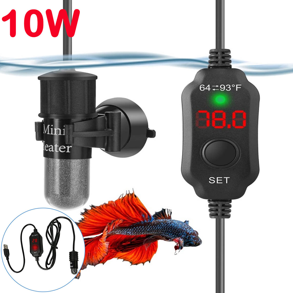 10W Adjustable Aquarium Heater - Aquarium Heater Submersible のレビューと価格
