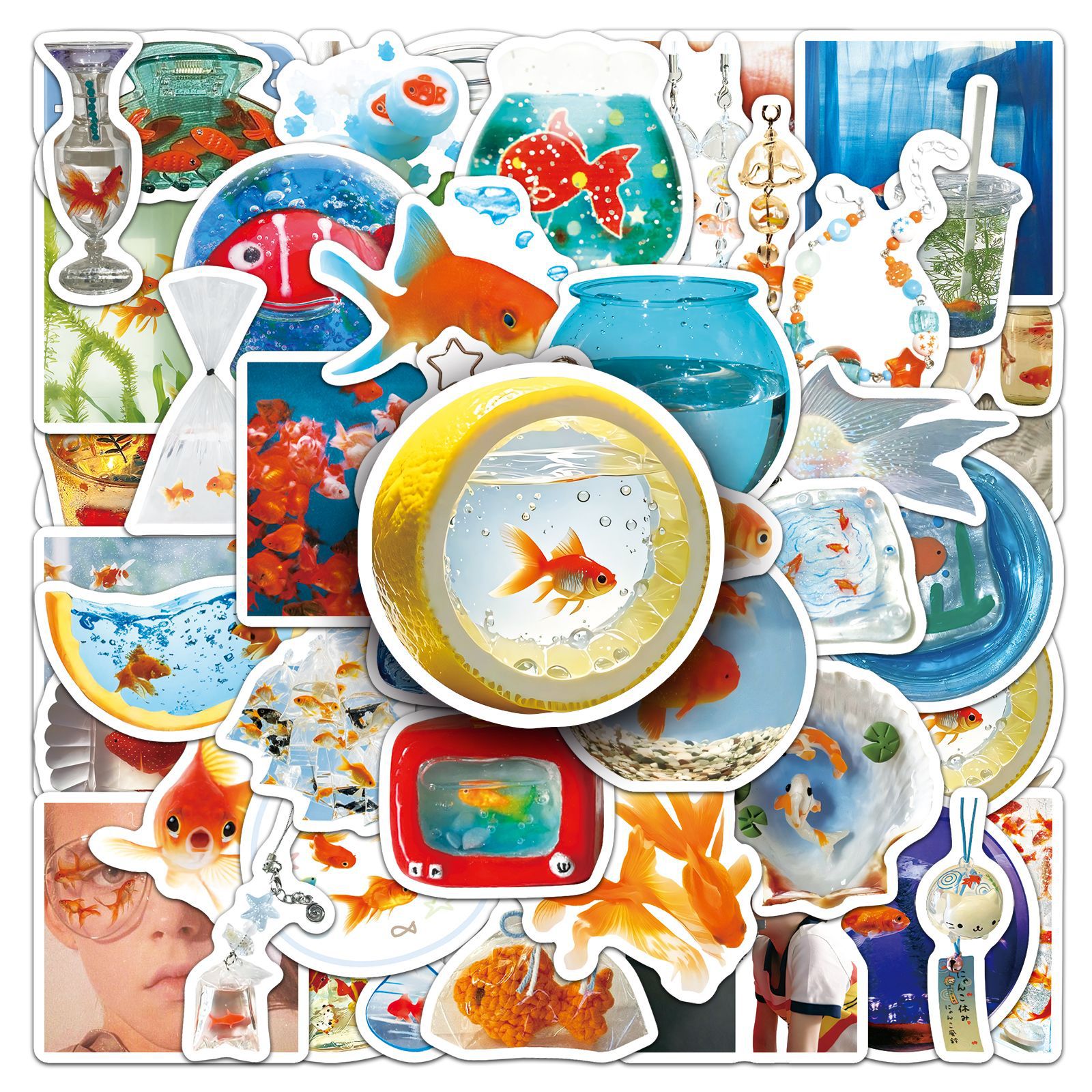 50PCS Ins Style Cartoon Goldfi - Aquarium Fish Cartoon のレビューと価格