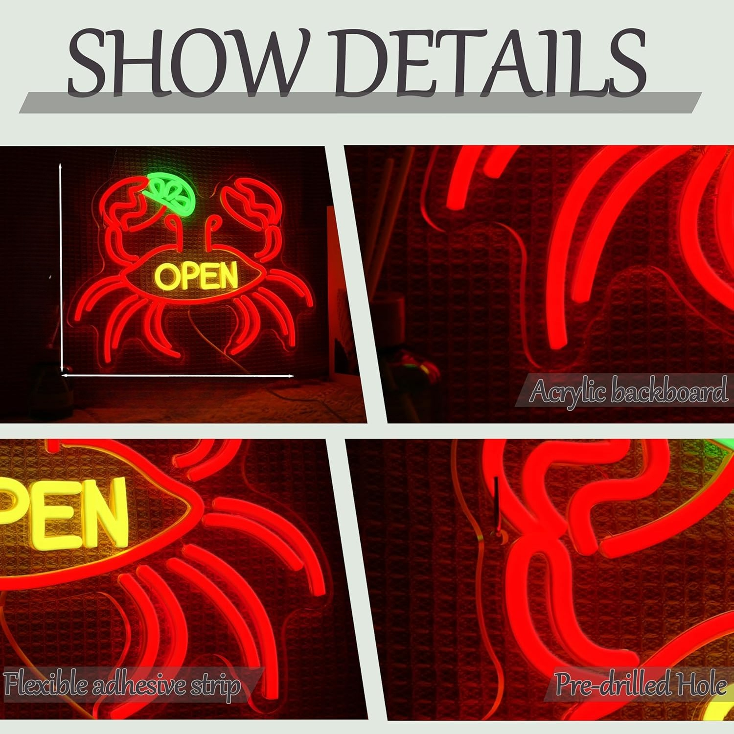 Crab Open Neon Sign USB Powere - Aquarium Fish Market のレビューと価格